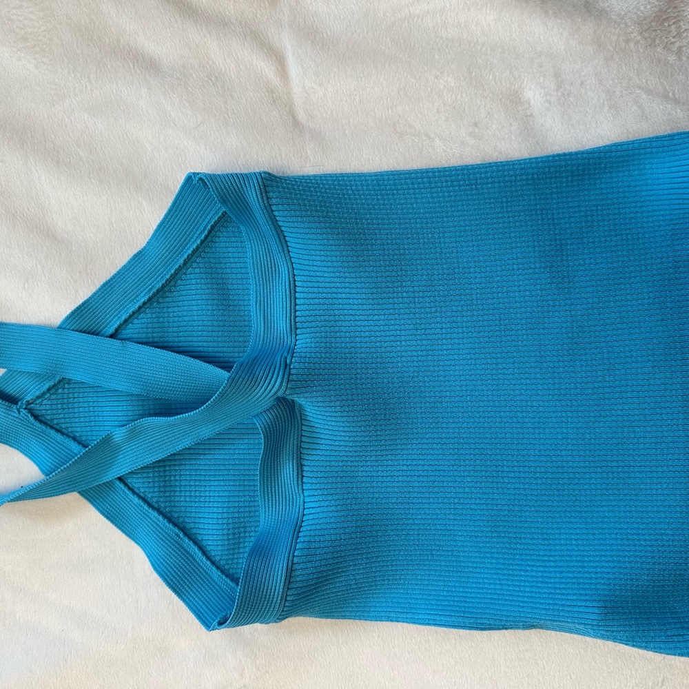 Blue Ribbed Halter Top - Picture 2 of 3
